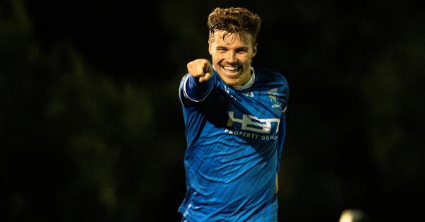 Nick Drummond celebrates for Hakoah FC in the Australia Cup