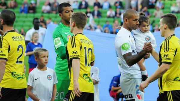 City and Phoenix players shake hands before last season's Hyundai A-League Elimination Final.