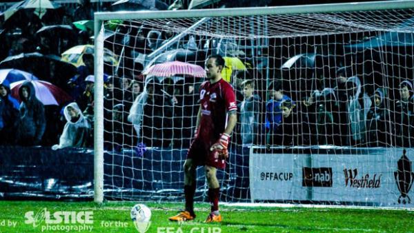 Keeper Niko Giantsopoulos was Devonport City's hero in their 1-0 round of 32 Westfield FFA Cup win over Lambton Jaffas.